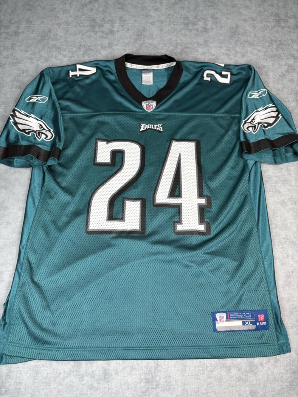 Reebok Eagles Asomugha #24 Jersey XL On Field Midnight Green NFL